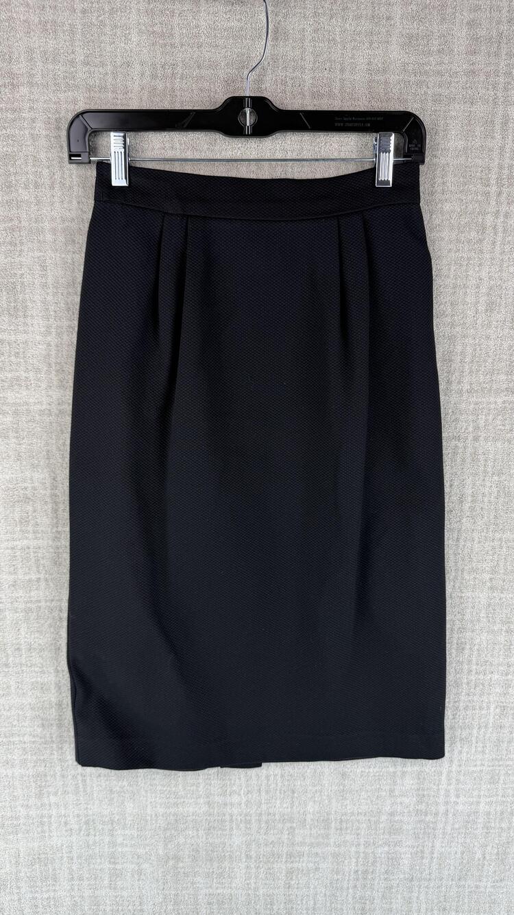 NR1 Skirt Womens 6 Black Straight Pencil Knee Length Pleated Mid Rise Vintage